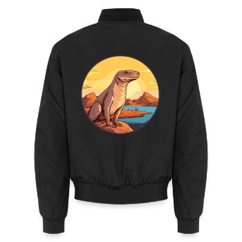 Komodowaran Bunte Aquarell-Karikatur Kawaii - Unisex Bomberjacke - Schwarz - Hinten - AI Model Male 185 light (185cm)