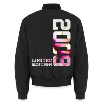 LIMITED EDITION 2009 17TH BIRTHDAY - Unisex Bomber Jacket - black - Back - AI Model Male 185 light (185cm)