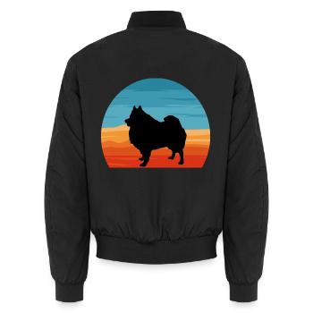 Deutscher Spitz Hundeliebhaber Silhouette Vintage Sonnenuntergang - Unisex Bomberjacke - Schwarz - Hinten - AI Model Male 185 light (185cm)