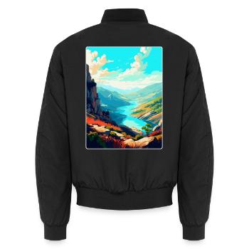 Geres Nationalpark Portugal Vintage Reiseplakat - Unisex Bomberjacke - Schwarz - Hinten - AI Model Male 185 light (185cm)