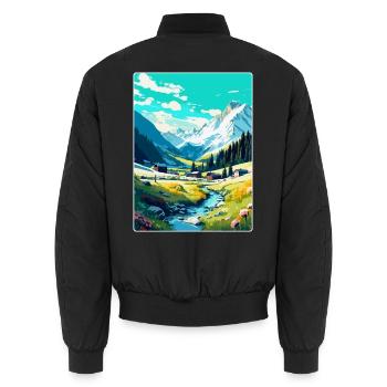 Arosa Schweiz Vintage Reiseplakat Souvenir - Unisex Bomberjacke - Schwarz - Hinten - AI Model Male 185 light (185cm)