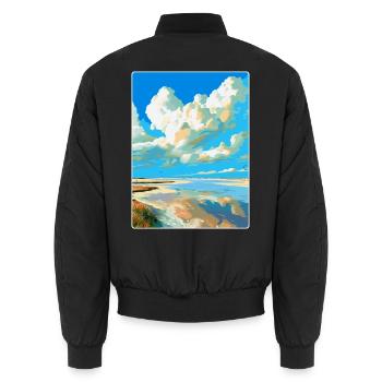 Wattenmeer Niederlande Vintage Reiseposter WPA - Unisex Bomberjacke - Schwarz - Hinten - AI Model Male 185 light (185cm)