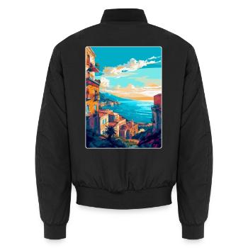 Naples Italy Vintage Travel Poster WPA Souvenir - Unisex Bomber Jacket - black - Back - AI Model Male 185 light (185cm)
