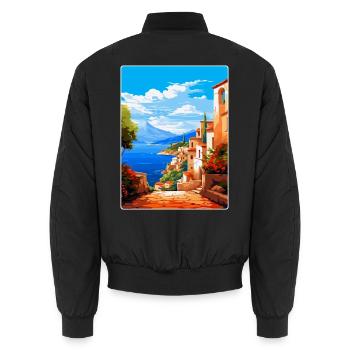 Altea Espagne Affiche de voyage vintage WPA Art Souvenir - Bomber unisexe - noir - Dos - AI Model Male 185 light (185cm)