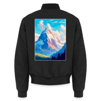 Eiger Schweiz Vintage Reiseplakat Souvenir - Unisex Bomberjacke - Schwarz - Hinten - AI Model Male 185 light (185cm)