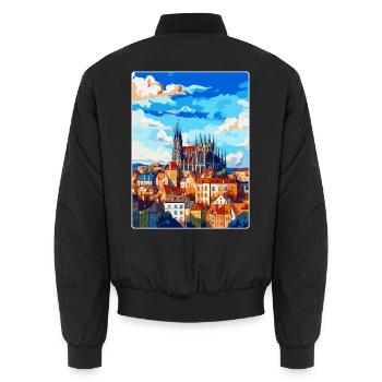Kutná Hora Tschechische Republik Vintage Reiseposter - Unisex Bomberjacke - Schwarz - Hinten - AI Model Male 185 light (185cm)