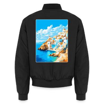 Karpathos Grèce Affiche de voyage vintage souvenir - Bomber unisexe - noir - Dos - AI Model Male 185 light (185cm)