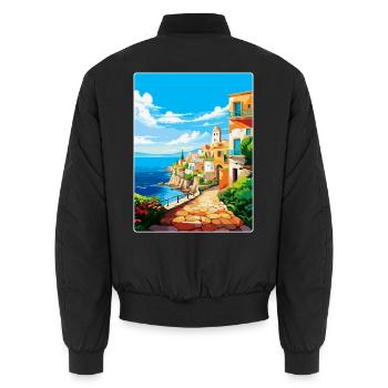 Héraklion Grèce Affiche de voyage vintage souvenir - Bomber unisexe - noir - Dos - AI Model Male 185 light (185cm)