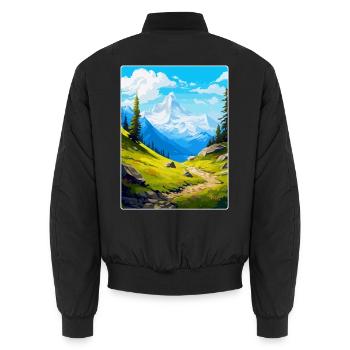 Gran Paradiso Italy Vintage Travel Poster Souvenir - Unisex Bomber Jacket - black - Back - AI Model Male 185 light (185cm)