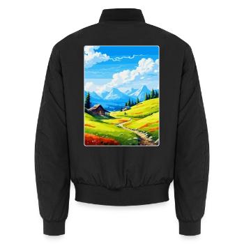 Velika Planina Slowenien Vintage Reiseposter WPA - Unisex Bomberjacke - Schwarz - Hinten - AI Model Male 185 light (185cm)