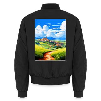 Castilla Y Leon Spanien Vintage Reiseposter WPA - Unisex Bomberjacke - Schwarz - Hinten - AI Model Male 185 light (185cm)