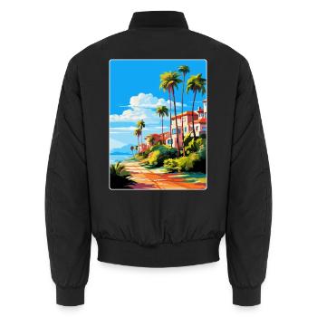 Marbella Spain Vintage Travel Poster Souvenir WPA - Unisex Bomber Jacket - black - Back - AI Model Male 185 light (185cm)