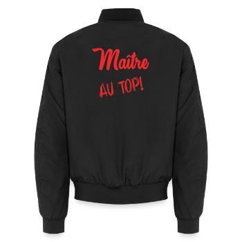 MEISTER. MEISTER. VIELEN DANK. DANKE, MEISTER - Unisex Bomberjacke - Schwarz - Hinten - AI Model Male 185 light (185cm)