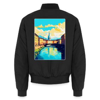 Turin Italy Vintage Travel Poster WPA Art Souvenir - Unisex Bomber Jacket - black - Back - AI Model Male 185 light (185cm)