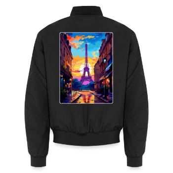 Paris France Vintage Poster Voyage WPA Souvenir - Bomber unisexe - noir - Dos - AI Model Male 185 light (185cm)