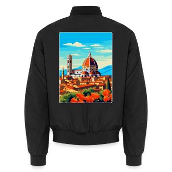 Florence Italy Vintage Travel Poster Souvenir WPA - Unisex Bomber Jacket - black - Back - AI Model Male 185 light (185cm)