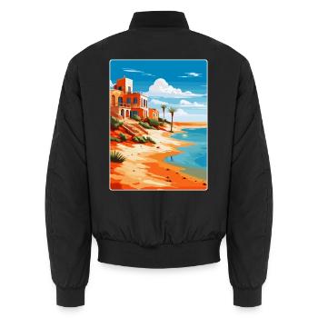 Fuerteventura Espagne Affiche de voyage vintage Souvenir - Bomber unisexe - noir - Dos - AI Model Male 185 light (185cm)