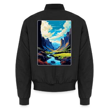 Thorsmörk Island Vintage Reiseplakat Souvenir - Unisex Bomberjacke - Schwarz - Hinten - AI Model Male 185 light (185cm)