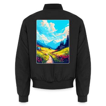 Schrattenfluh Schweiz Vintage Reiseplakat - Unisex Bomberjacke - Schwarz - Hinten - AI Model Male 185 light (185cm)