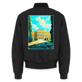 Schloss Schönbrunn Österreich Vintage Reiseposter - Unisex Bomberjacke - Schwarz - Hinten - AI Model Male 185 light (185cm)
