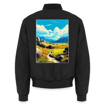 Northern Velebit Croatia Vintage Travel Poster WPA - Unisex Bomber Jacket - black - Back - AI Model Male 185 light (185cm)
