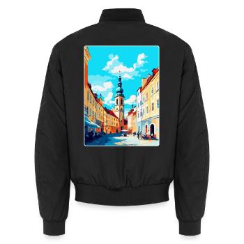 České Budějovice Tschechische Republik Poster - Unisex Bomberjacke - Schwarz - Hinten - AI Model Male 185 light (185cm)
