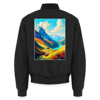 Brienzer Rothorn Schweiz Vintage Reiseplakat - Unisex Bomberjacke - Schwarz - Hinten - AI Model Male 185 light (185cm)