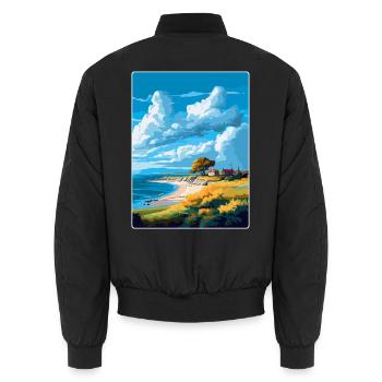 Gotland Schweden Vintage Reiseplakat Souvenir WPA - Unisex Bomberjacke - Schwarz - Hinten - AI Model Male 185 light (185cm)