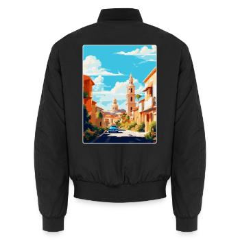 Cordoba Spain Vintage Travel Poster WPA Souvenir - Unisex Bomber Jacket - black - Back - AI Model Male 185 light (185cm)