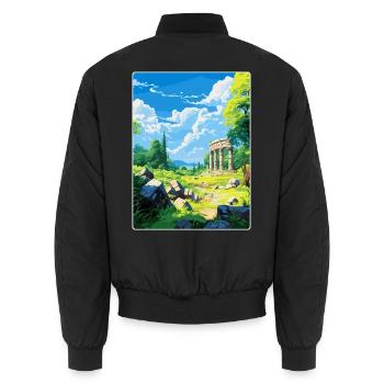 Ancient Olympi Greece Vintage Travel Poster WPA - Unisex Bomber Jacket - black - Back - AI Model Male 185 light (185cm)