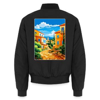Vila Vicosa Portugal Affiche de voyage vintage WPA Art - Bomber unisexe - noir - Dos - AI Model Male 185 light (185cm)