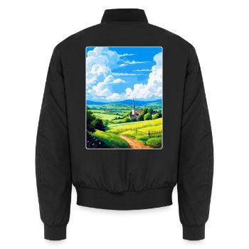 Odenwald Deutschland Vintage Reiseplakat Souvenir - Unisex Bomberjacke - Schwarz - Hinten - AI Model Male 185 light (185cm)