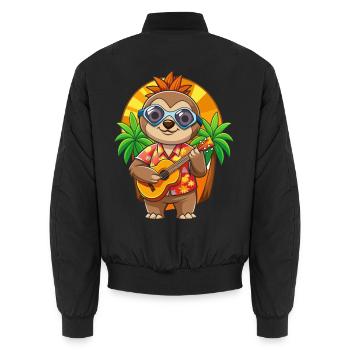Lustige Faultier Sommer Strand Sonnenbrille Hawaiianisch - Unisex Bomberjacke - Schwarz - Hinten - AI Model Male 185 light (185cm)