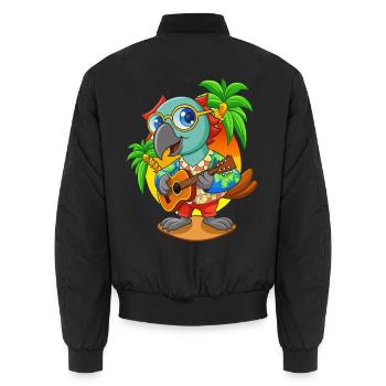 Lustige Papagei Sommer Strand Sonnenbrille Hawaiianisch - Unisex Bomberjacke - Schwarz - Hinten - AI Model Male 185 light (185cm)