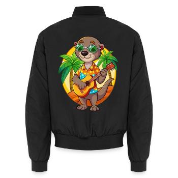 Drôle Otter Cartoon Summer Beach Lunettes de soleil Guitare - Bomber unisexe - noir - Dos - AI Model Male 185 light (185cm)