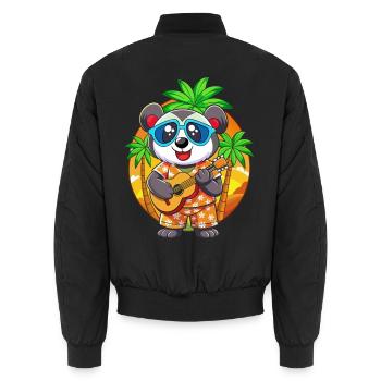 Lustige Panda Cartoon Sommer Strand Sonnenbrille Gitarre - Unisex Bomberjacke - Schwarz - Hinten - AI Model Male 185 light (185cm)