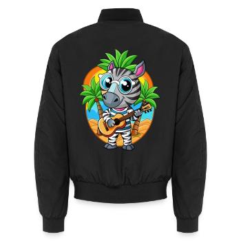 Lustige Zebra Cartoon Sommer Strand Sonnenbrille Gitarre - Unisex Bomberjacke - Schwarz - Hinten - AI Model Male 185 light (185cm)