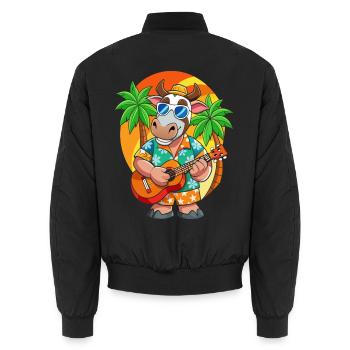Lustige Kuh Cartoon Sommer Strand Sonnenbrille Gitarre - Unisex Bomberjacke - Schwarz - Hinten - AI Model Male 185 light (185cm)