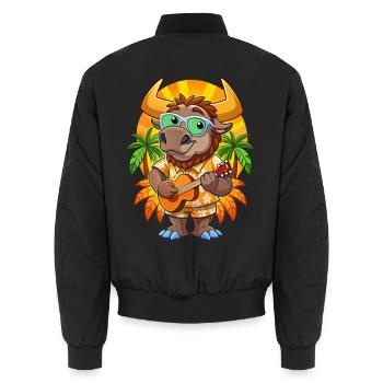 Lustige Bison Cartoon Sommer Strand Sonnenbrille Gitarre - Unisex Bomberjacke - Schwarz - Hinten - AI Model Male 185 light (185cm)