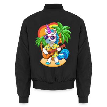 Lustige Einhorn Cartoon Sommer Strand Sonnenbrille - Unisex Bomberjacke - Schwarz - Hinten - AI Model Male 185 light (185cm)