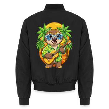 Lustiges Faultier Cartoon Sommer Strand Sonnenbrille Gitarre - Unisex Bomberjacke - Schwarz - Hinten - AI Model Male 185 light (185cm)