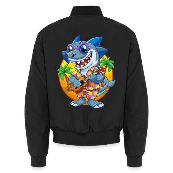 Lustige Hai Cartoon Sommer Strand Sonnenbrille Gitarre - Unisex Bomberjacke - Schwarz - Hinten - AI Model Male 185 light (185cm)