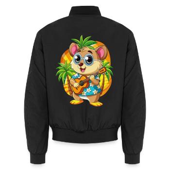 Lunettes de soleil de plage d’été de dessin animé de hamster drôle - Bomber unisexe - noir - Dos - AI Model Male 185 light (185cm)