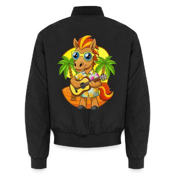 Lustiges Pferd Cartoon Sommer Strand Sonnenbrille Gitarre - Unisex Bomberjacke - Schwarz - Hinten - AI Model Male 185 light (185cm)