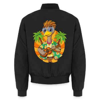 Funny Emu Cartoon Summer Beach Lunettes de soleil guitare - Bomber unisexe - noir - Dos - AI Model Male 185 light (185cm)
