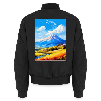 Mount Vardousia Griechenland Vintage Reiseposter WPA - Unisex Bomberjacke - Schwarz - Hinten - AI Model Male 185 light (185cm)