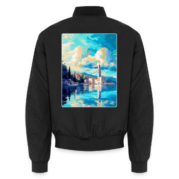 Split Croatia Vintage Travel Poster WPA Souvenir - Unisex Bomber Jacket - black - Back - AI Model Male 185 light (185cm)