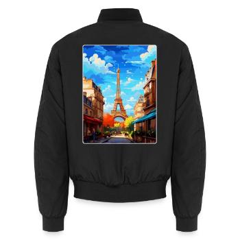 Paris France Vintage Poster Voyage WPA Souvenir - Bomber unisexe - noir - Dos - AI Model Male 185 light (185cm)