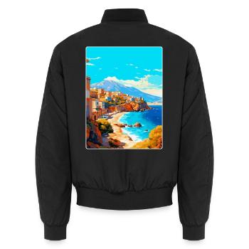 Kreta Griechenland Vintage Reiseplakat WPA Souvenir - Unisex Bomberjacke - Schwarz - Hinten - AI Model Male 185 light (185cm)