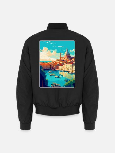 Marseille Frankreich Vintage Reiseplakat Souvenir - Unisex Bomberjacke - Schwarz